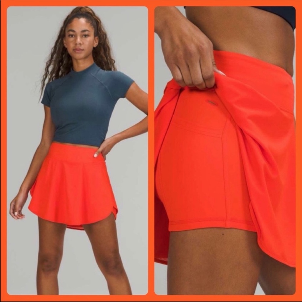 ❤️LULULEMON FLUTTER HEM HIGH RISE SKIRT/SKORT-AUTUMN RED-10-NWOT❤️